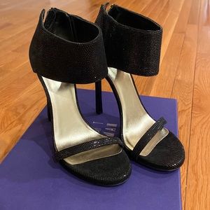 Stuart Weitzman “Showgirl” heels, size 7, black with silver. Worn once!